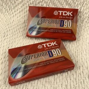 Lot Of 2 TDK D90 High Output Blank Cassette Tape New Sealed Type 1 Recordable